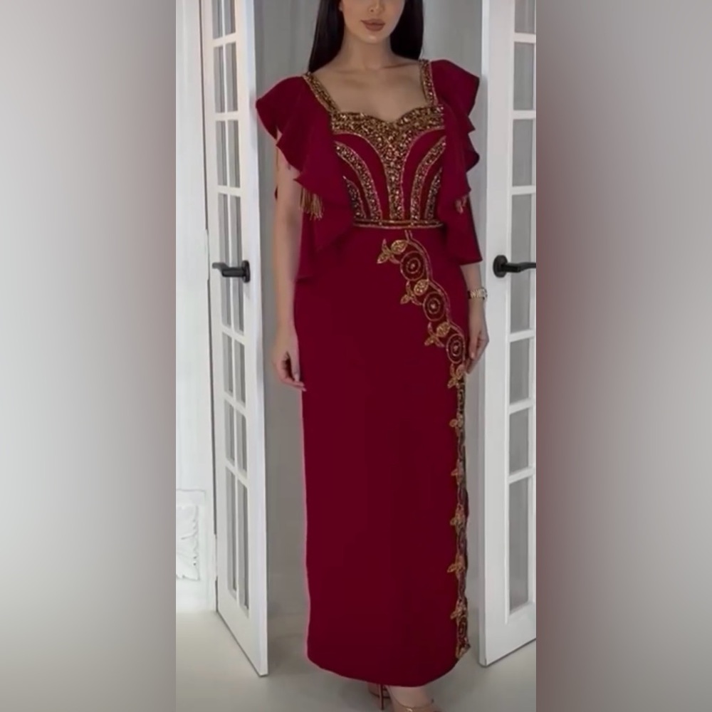 Red and gold Arabian style dress